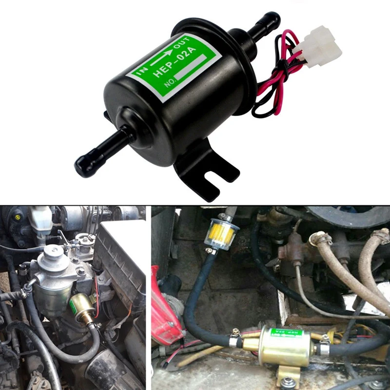 Universal 12V Heavy Duty Electric Fuel Pump Metal Solid Petrol Inline Fuel Pump Gasoline Transfer Pump 12 Volts HEP-02A