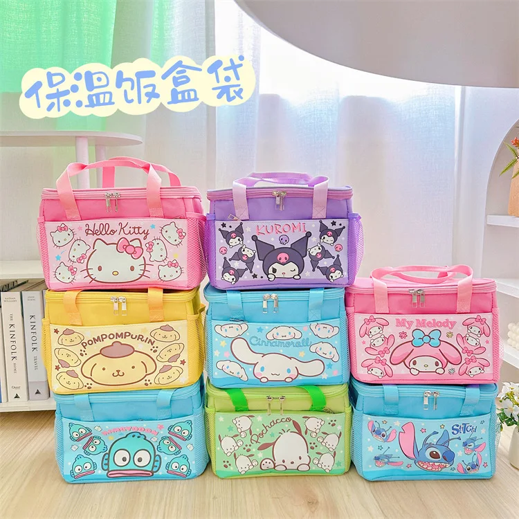 New Sanrio Hello Kitty Lunch Bag Cinnamoroll Kuromi Insulation Bag for Women Waterproof High-Capacity Thermal Handbag Picnic Bag