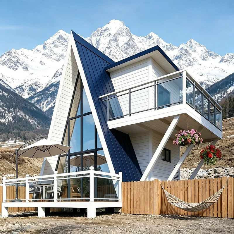 Tailor-Made Wooden Triangle Cabin Custom Design Prefab Modular Home Wind-Resistant Fireproof Natural Log Outdoor Retreat Villa