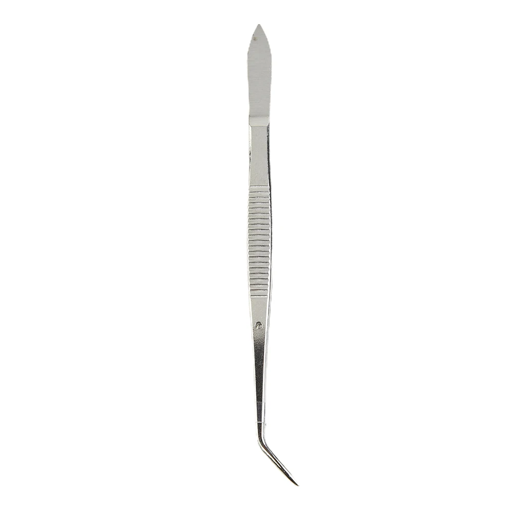 1PC Stainless Steel Elbow Tweezers With Positioning Function For Tooth Restoration To Remove Tartar Food Residues And Plaque
