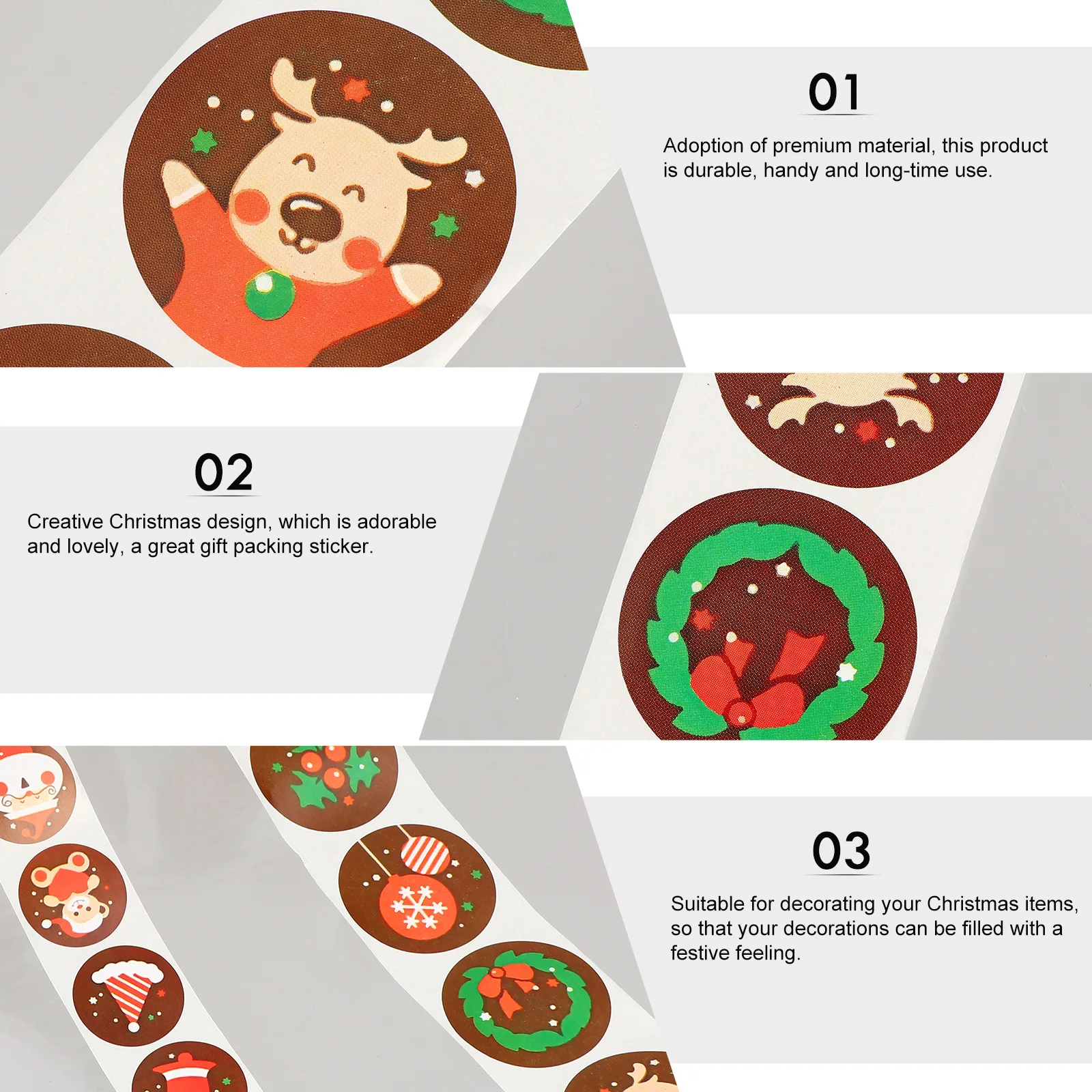 

2 Rolls Christmas Holiday Stickers Gift Tags The Circle Xmas Label Creative Kraft Paper Decoration Packing Decal
