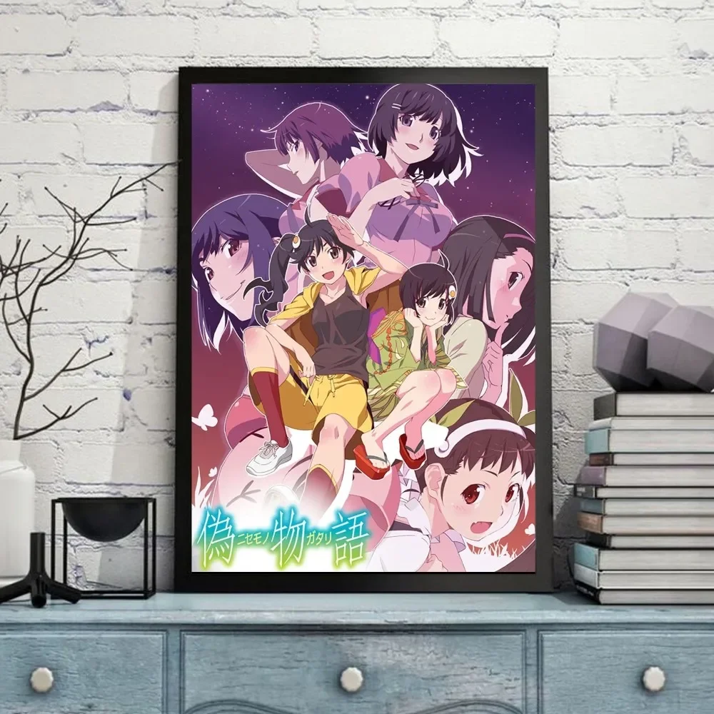 Monogatari anime Poster Self-adhesive Art Poster Retro Kraft Paper Sticker DIY Room Bar Cafe Vintage Decorative Painting