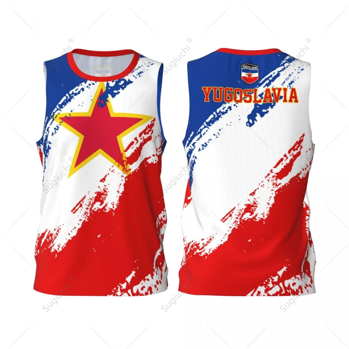 Men Basketball Sports Yugoslavia Flag Running Fitness Multifunction Jersey Sleeveless shirt Custom Name Nunber Exclusive