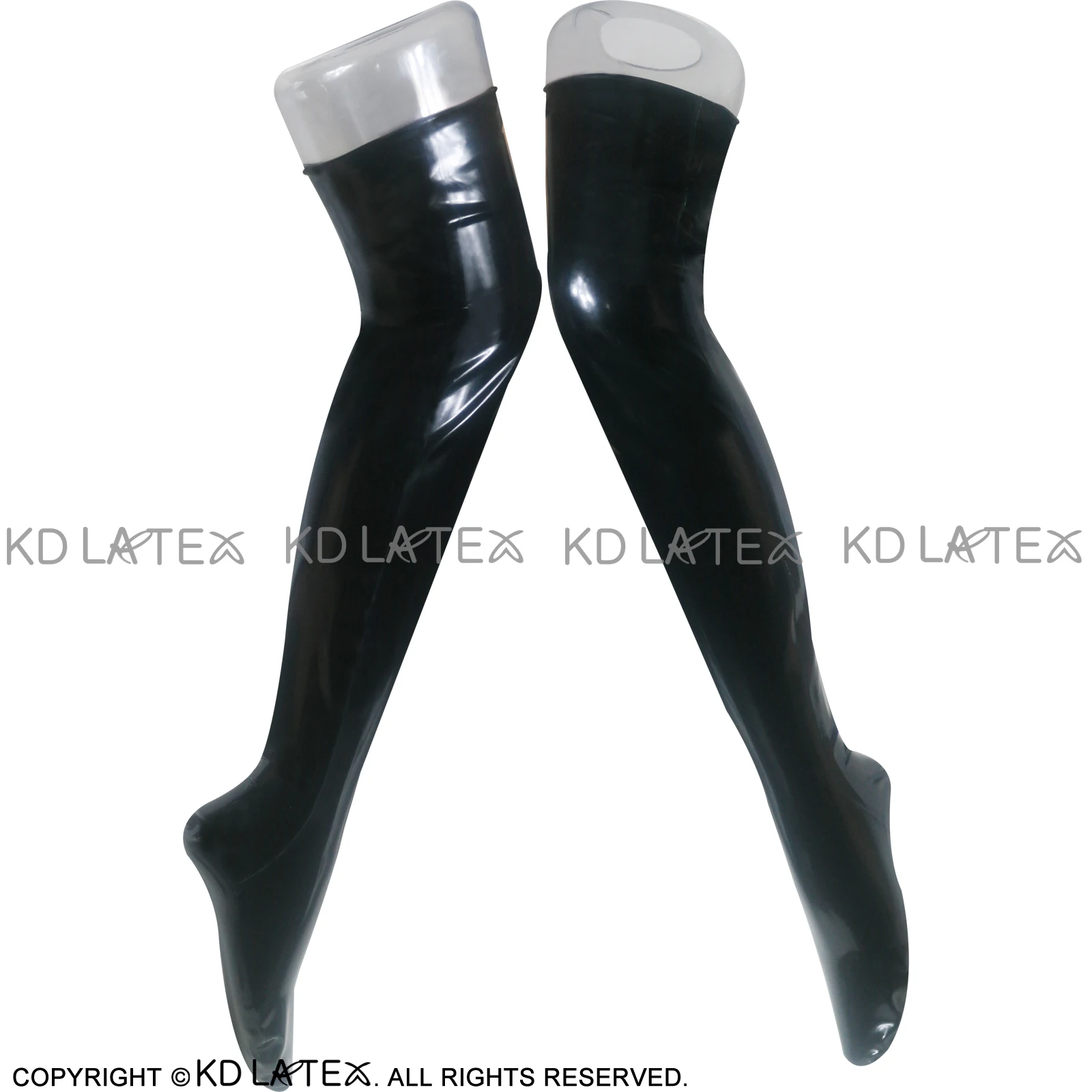 Black Sexy Long Rubber Latex Thigh High Stockings WZ-0003