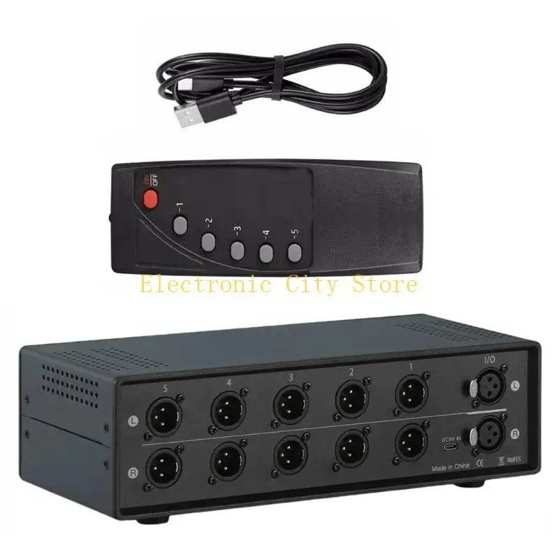 

Multichannel XLR Audios Switcher Audios Router 1input to 5Output Hu8d