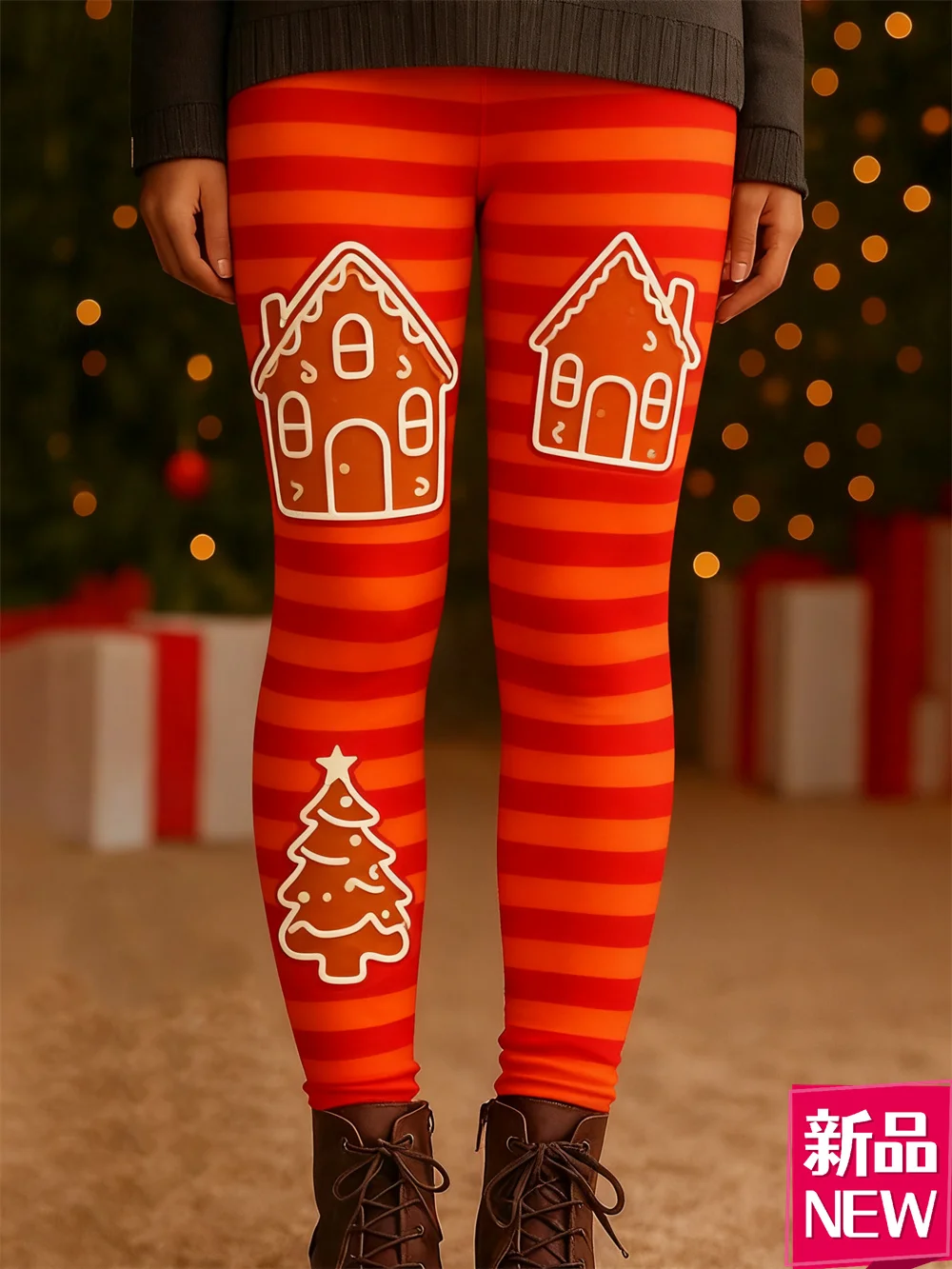 

Модные женские леггинсы классического дизайна, рождественская тема, повседневные штаны для йоги с высокой талией, осенне-зимние уличные эластичные брюки