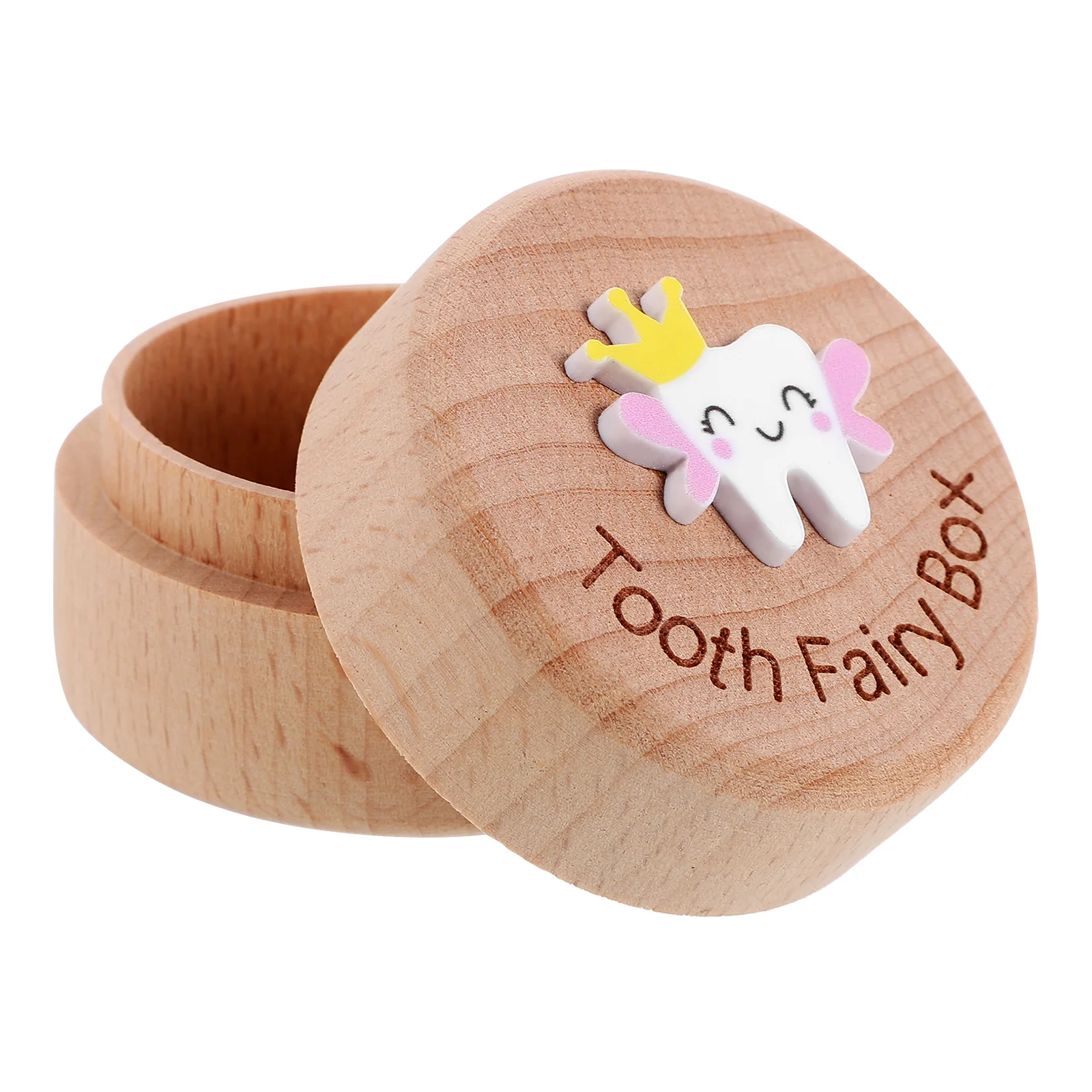 

Children's Tooth Box Kids Holder Baby Fetal Hair Cartoon Teeth Keepsake Organizer Wooden Storage Container Saver Toddler