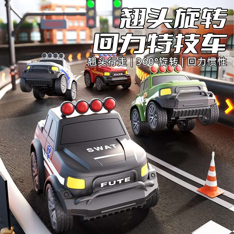 stunt rotating off road vehicle toy friction powered monster truck 360 spin practical gift for hobby collection playtime fun - view 2
