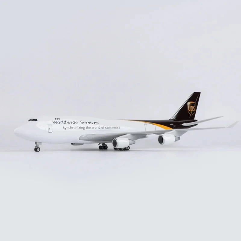 UPS B747 Diecast Resin Airplane Model Toy 47CM with Stand base Desktop 747 Model Plane Display Building Model Aviation Enthusias