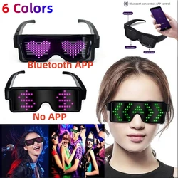App Control Led Party Glasses Multilingual USB Charge Led Flashing Luminous Eyewear Christmas Concert Party Holiday Sunglasses