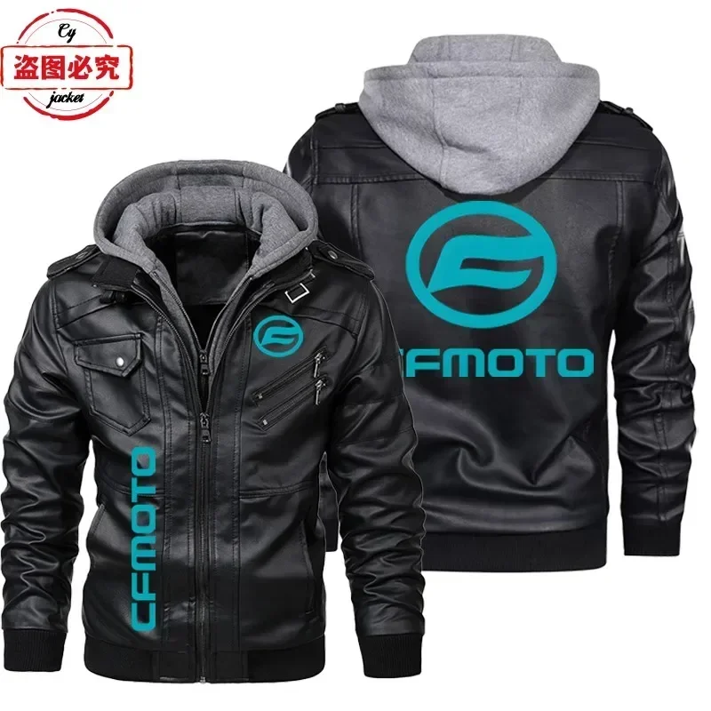 

Европейский размер CFMOTO мотоциклетный логотип ретро стираная куртка из искусственной кожи ветрозащитная мужская куртка с капюшоном кожаная куртка для езды по команде