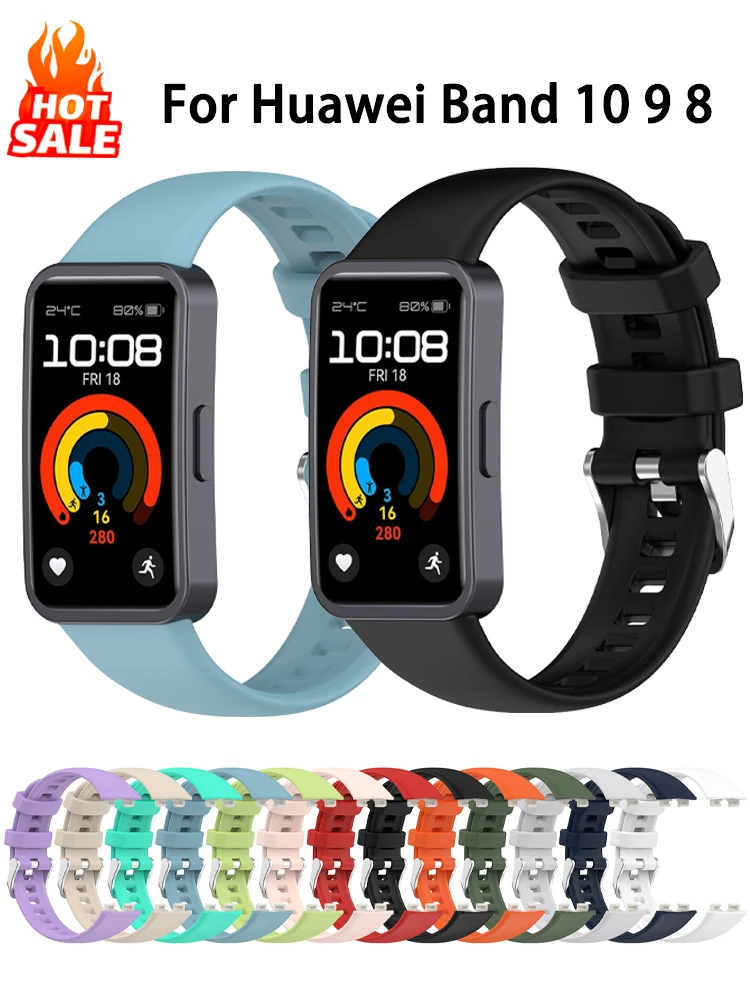 حزام سيليكون لهواوي باند 10 9 8 كوريا اكسسوارات SmartWatch استبدال الرياضة سوار هواوي باند 8NFC 9NFC معصمه