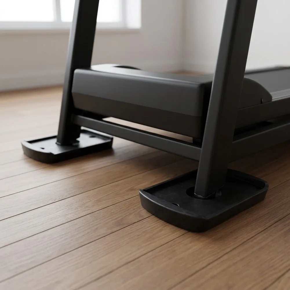 Shock Absorbing Rubber Pads for Gym Machines Including Treadmills Ellipticals and Weight Stands to Minimize Floor Wear