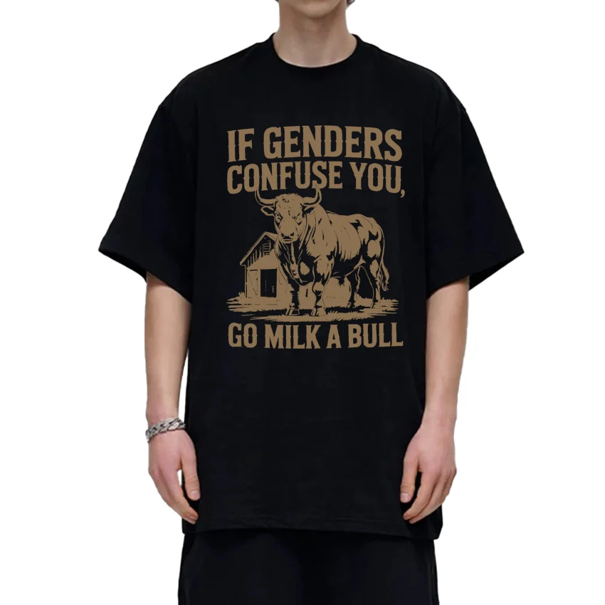 

2025 New in If Genders Confuse Funny Humor Bull T shirt Unisex harajuku Fashion short sleeve T-shirts Men Women 100% Cotton Tops