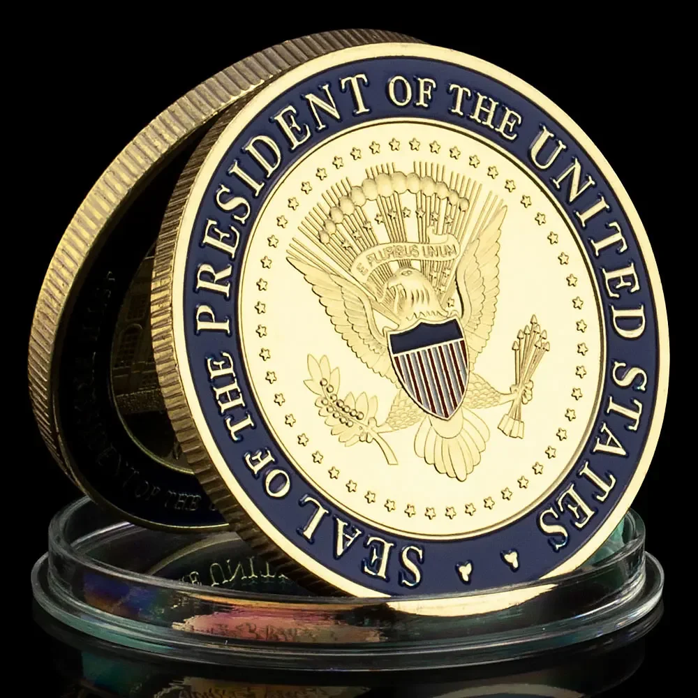 The White House Gold Plated Souvenirs and Gifts Gold Coins 45th President of United States Donald Trump Commemorative Coin