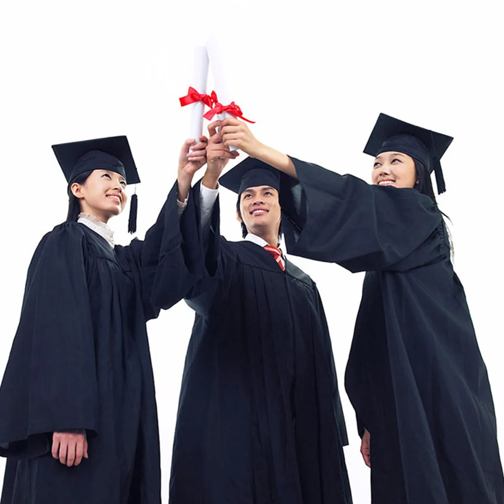 

Black Graduation Cap Adjustable Head Square College Cap Tassel Decoration Academic Dress Accessory Bachelor Hat