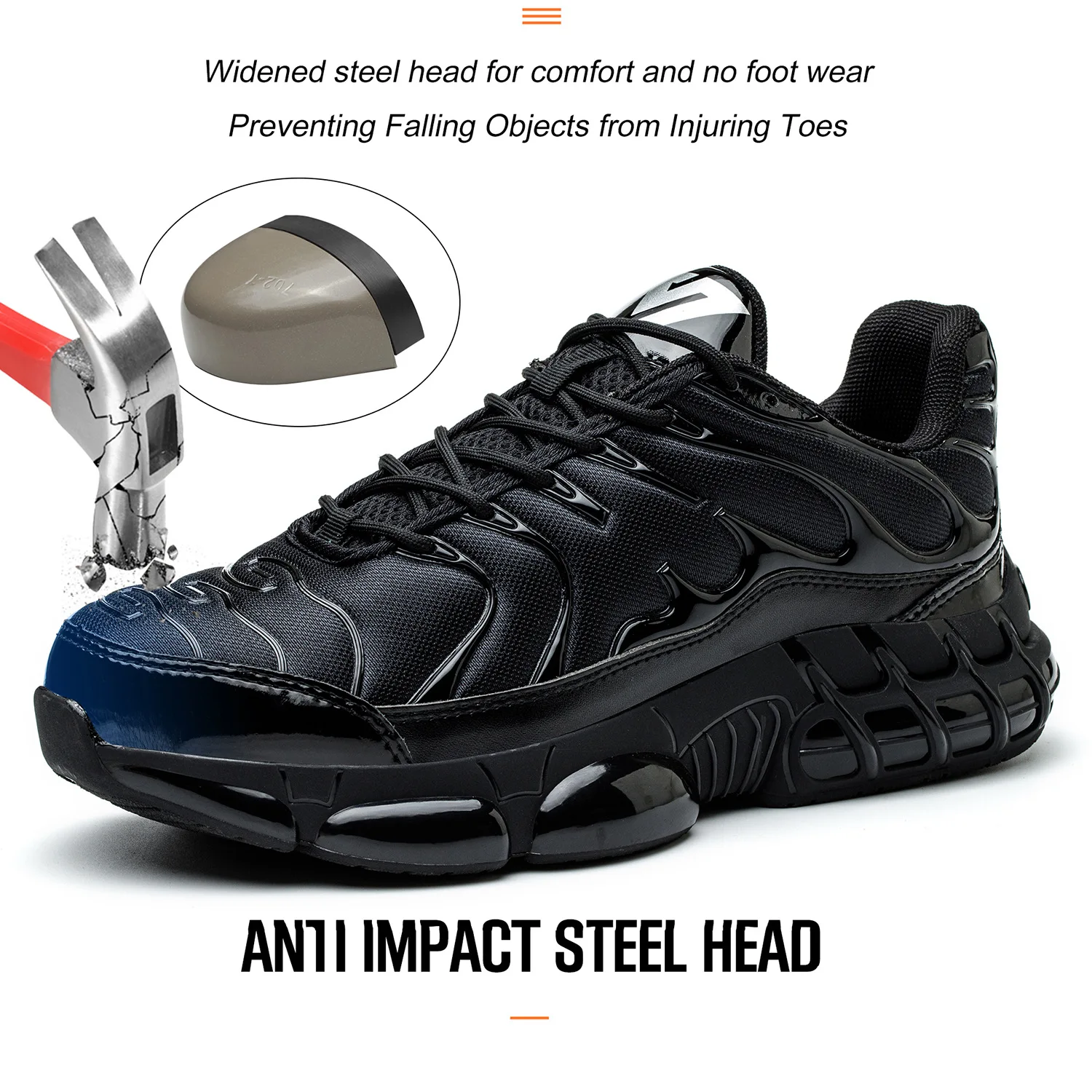 Mens Breathable Rotary Button Buckle High Top Lightweight Anti-smash Steel Toe Shoes Anti-puncture Anti-slip Safety Work Shoes