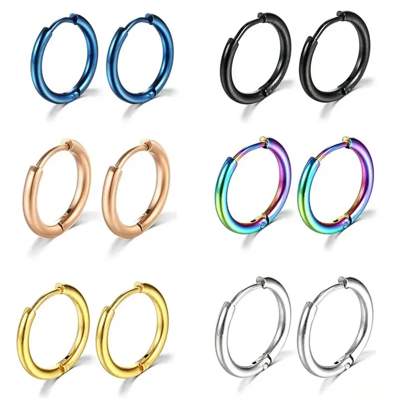 2PC/Set Round Circle Stainless Steel Small Hoop Earrings for Women Men Cartilage Ear Piercing Jewelry Pendientes Hombre Mujer