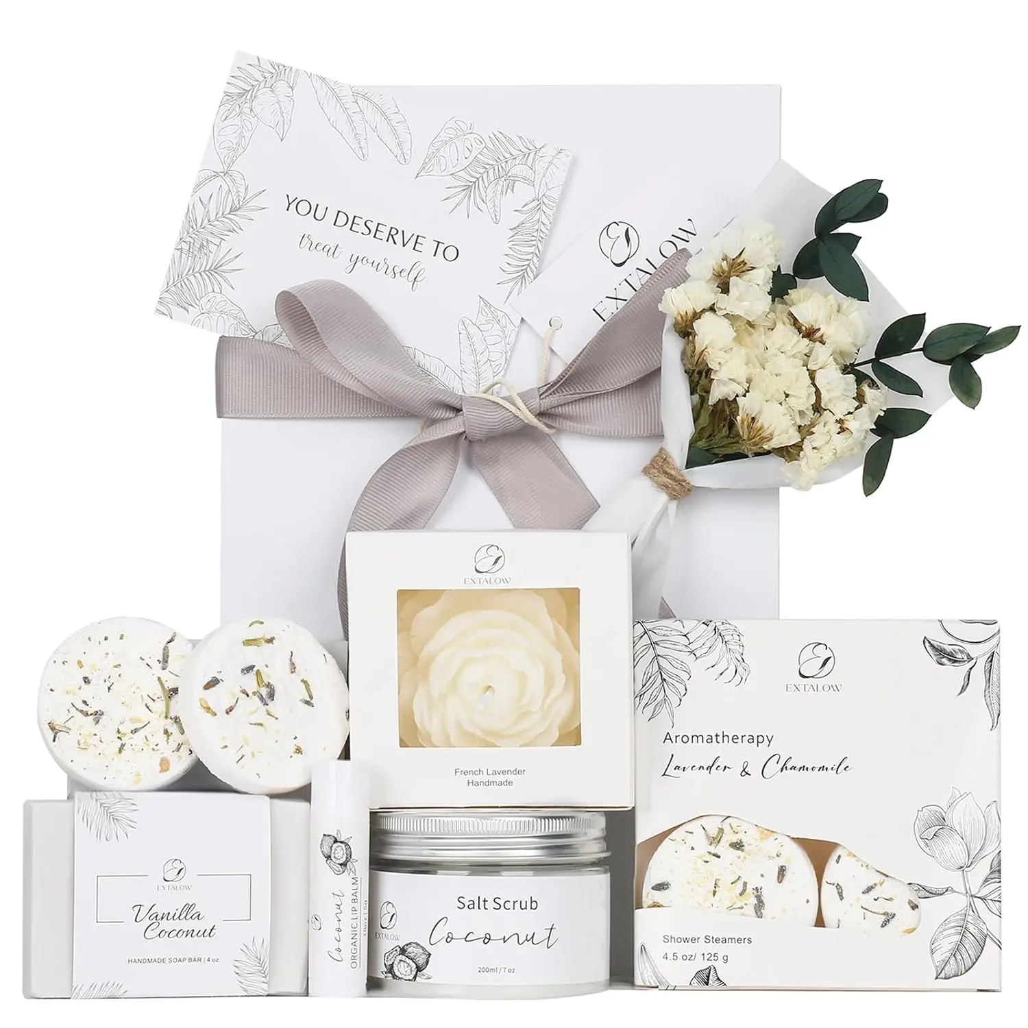 Canasta de Regalo Spa para Mujer - Set de Spa Casero de Coco y Lavanda, Regalos de Cumpleaños para el Cuidado Personal para Mamá, Hermana, Esposa