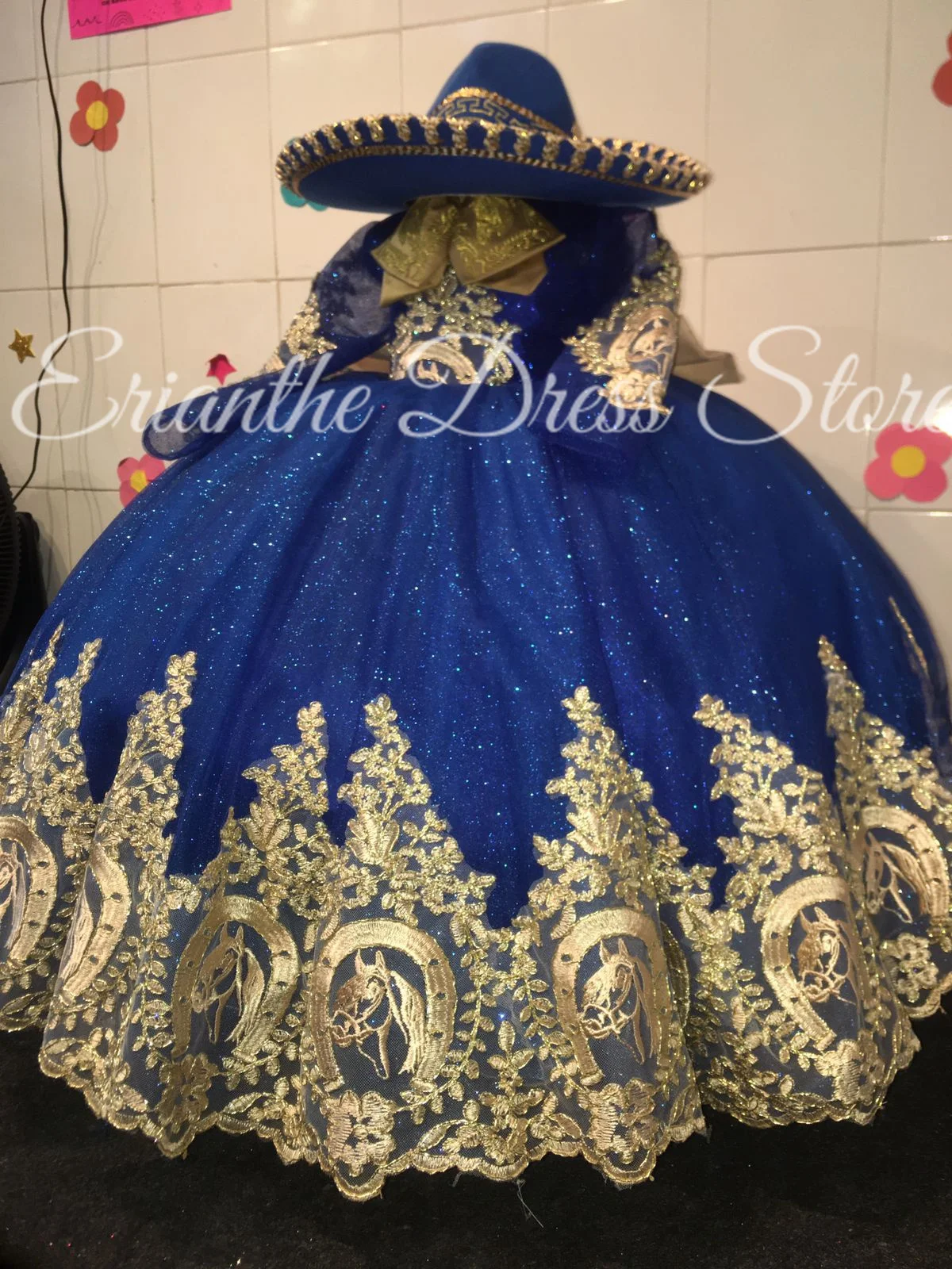 

Royal Blue Flower Girl Dress For Wedding Tulle Lace Applique Puffy Bow Kids Birthday Party First Communion Ball Gowns Customized