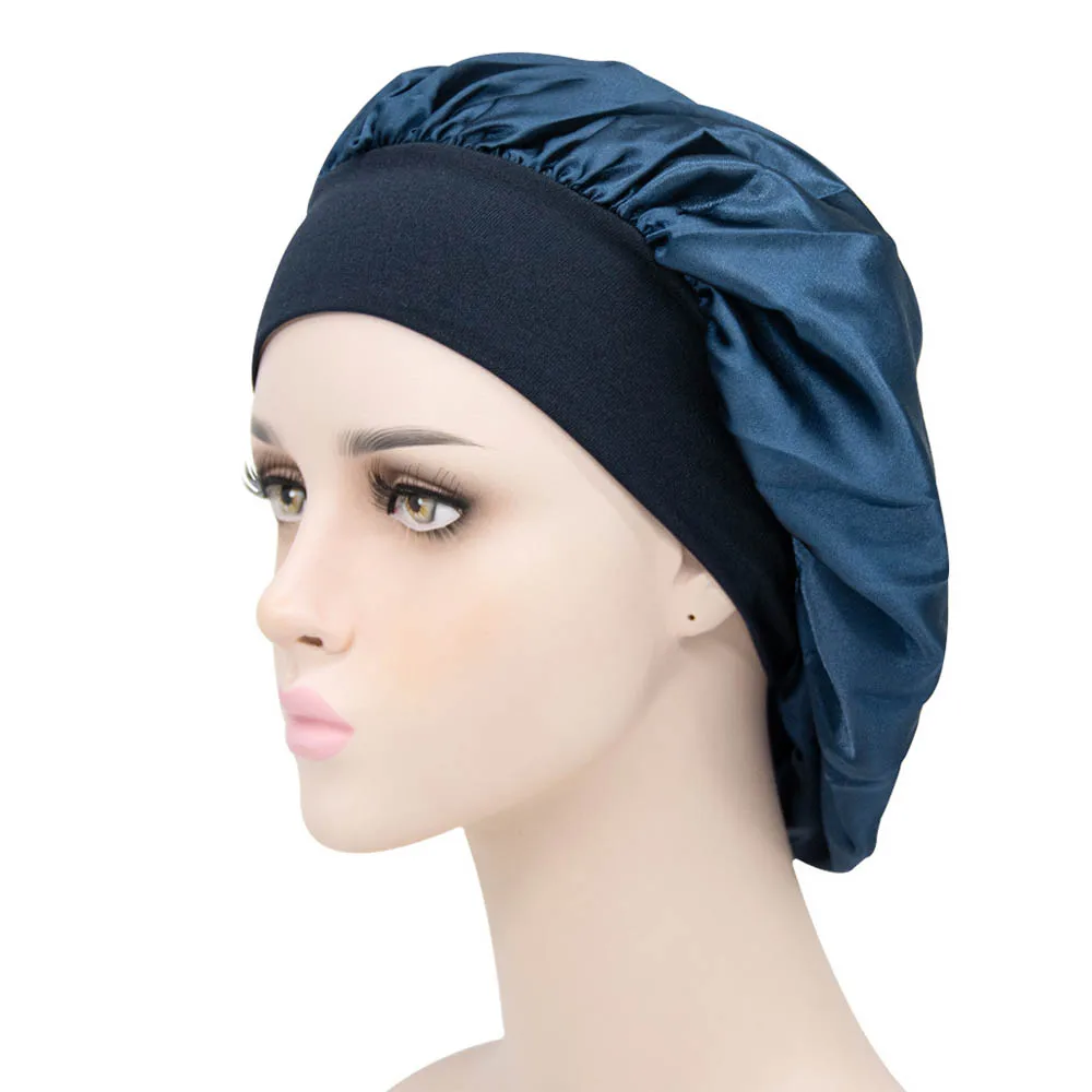 

Elastic Head Cover Women Lady Nightcap Bath Hair Care Hair Cap Shower Caps Satin Bonnet Sleeping Hat