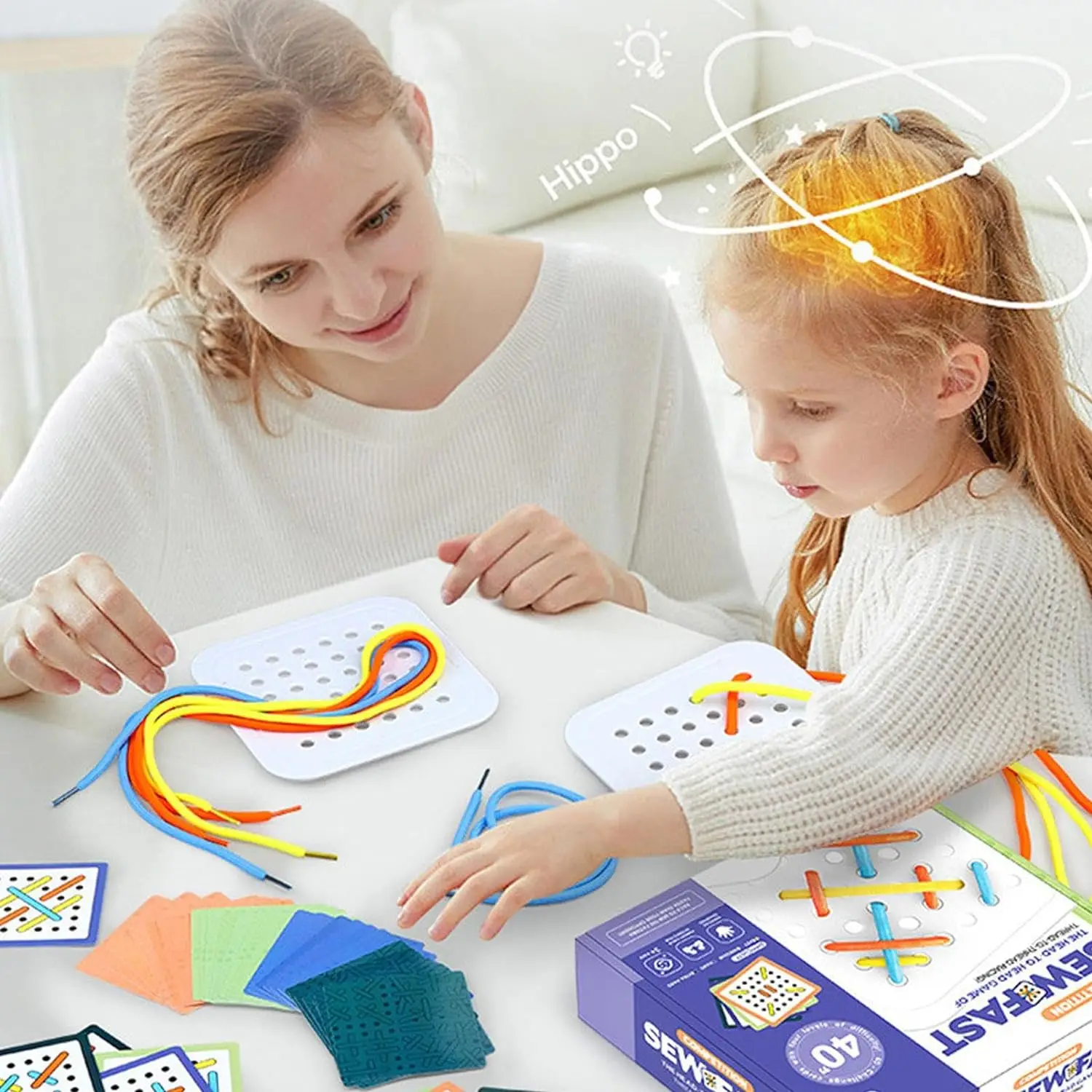 Kids Montessori Wooden Toys Rope Board Fine Motor Skill TrainingPuzzle Logical Thinking Social Games Early Education Aid For Kid