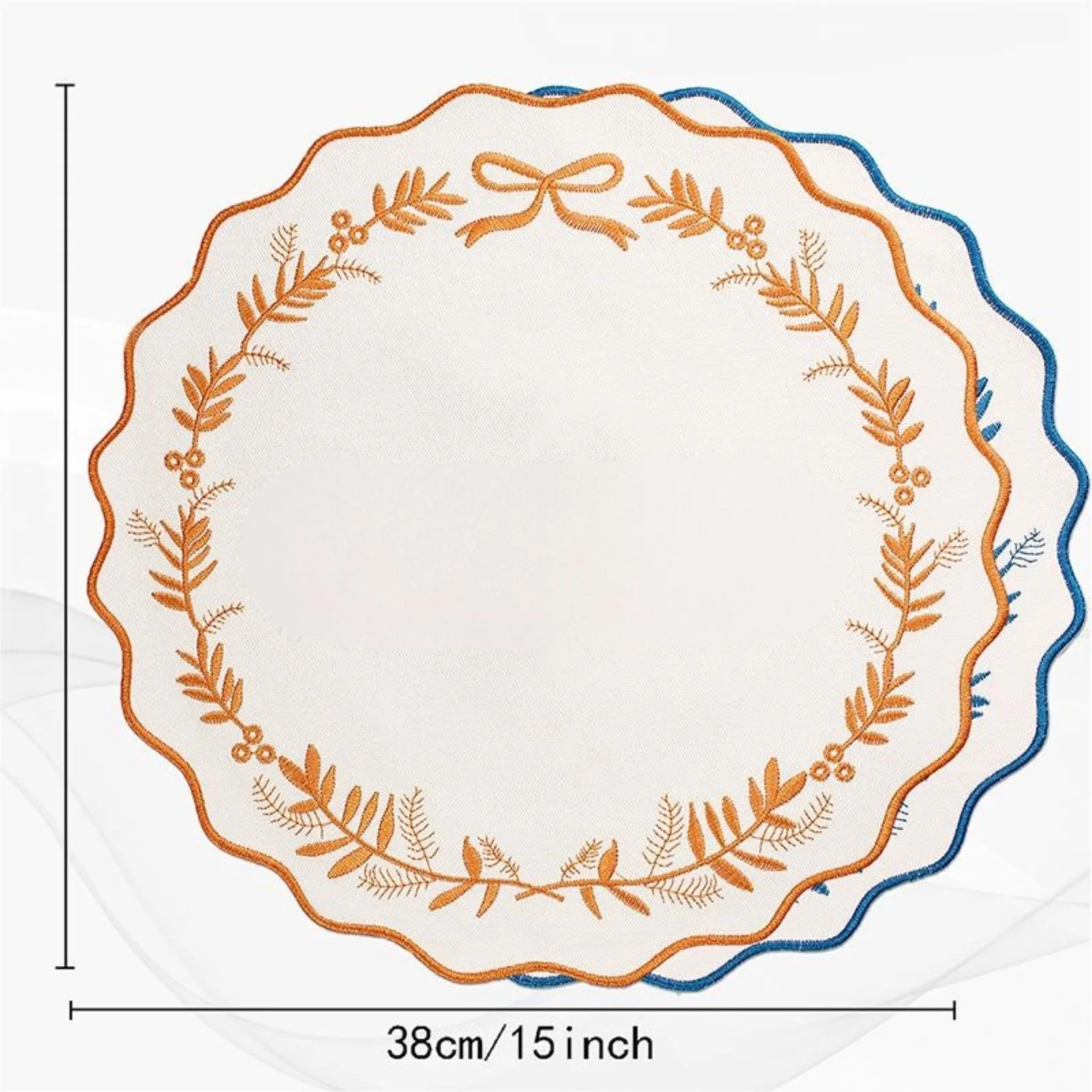 Embroidery Placemat Rustic Dining Table Mat Heat-resistant Non-slip Placemat Home Decor