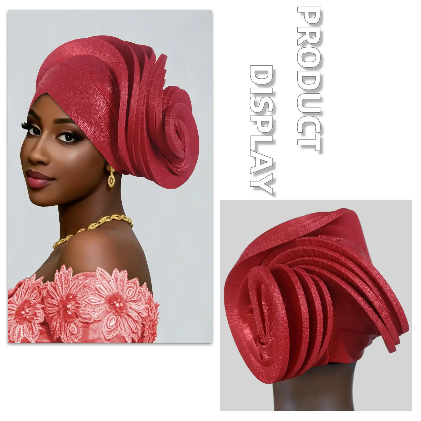 Gorro turbante elástico con volantes estilo africano para mujer, pañuelo para la cabeza, gorro de boda nigeriano, Auto Gele, accesorio para fiesta, tocado, sombrero