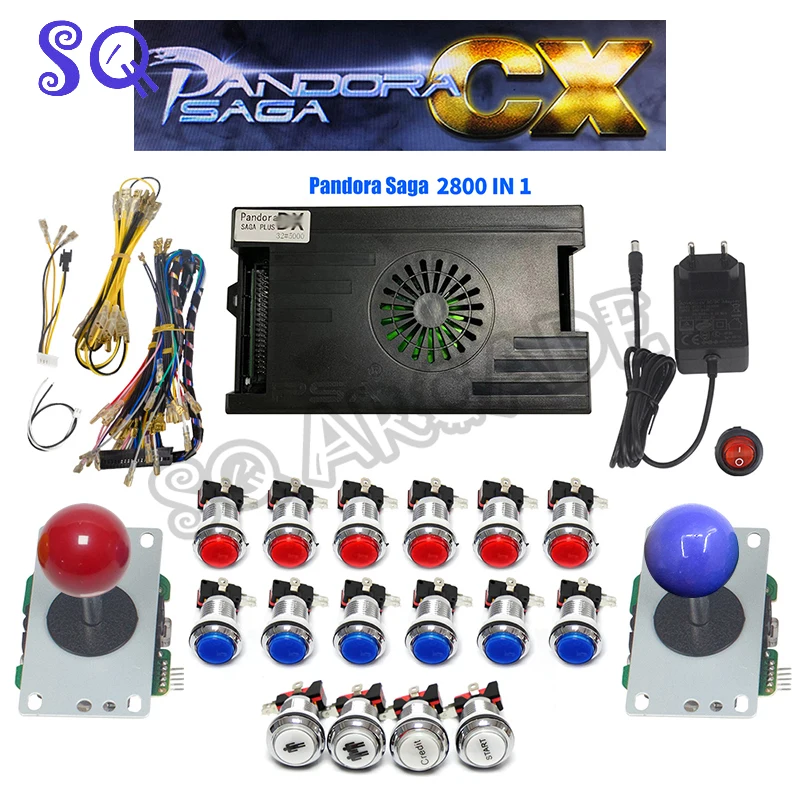 Pandora Saga Cx 2800 in 1 Retro Video Game Diy Kit Joystick Chrome Push Buttons Arcade 2 Players DIY Arcade Machine Home Cabine