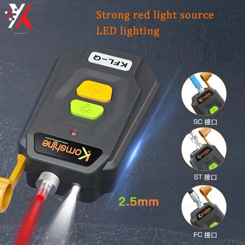 

Komshine KFL-Q FTTH 10-30MW Visual Fault Locator Optical Cable Tester Optic Fiber Break Checker 8-25KM VFL