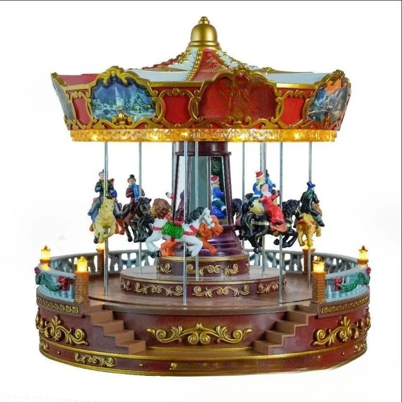 LED carousel playground music box, gift handicraft ornament European craft ornament