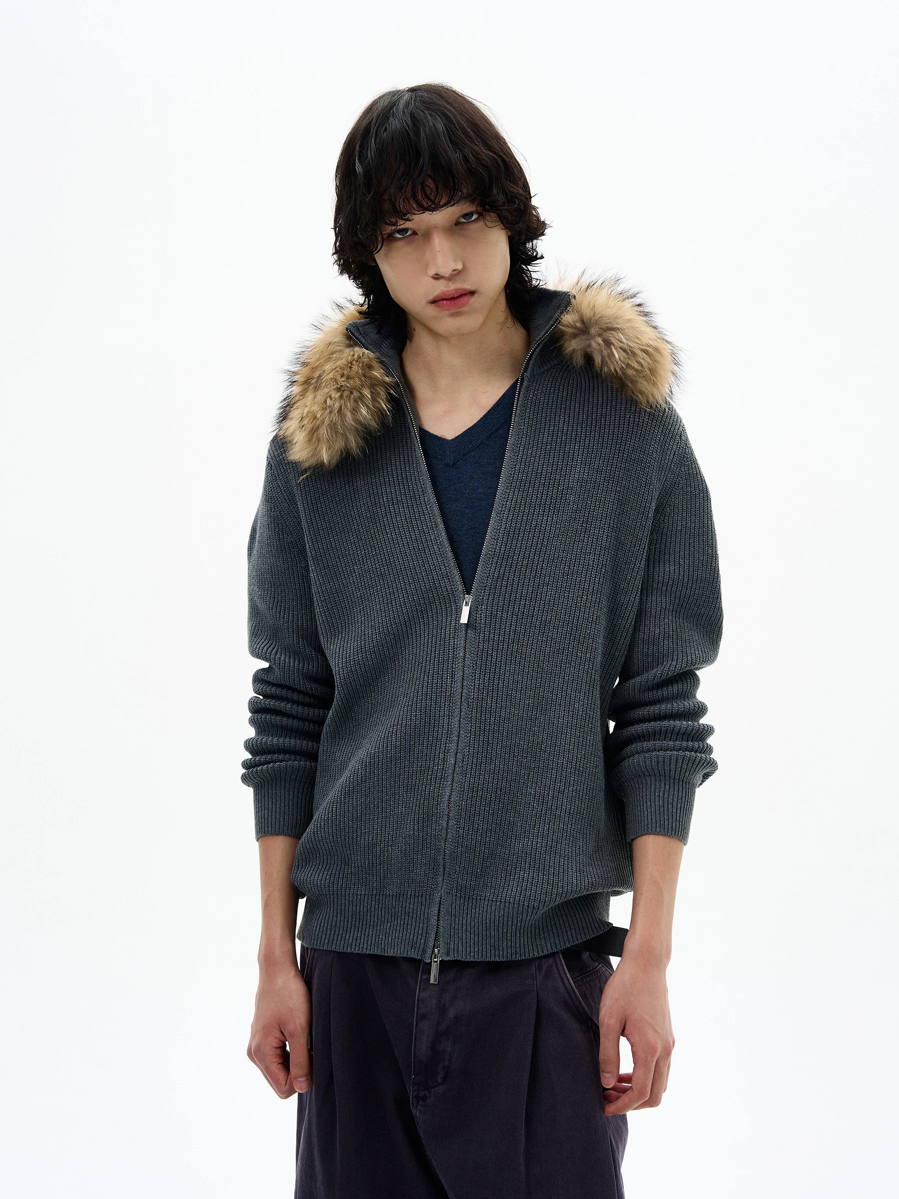 Men Women American Style Retro Sweater Cardigan Jackets 2025 Autumn New High-end Zipper Stand Collar Couple Trendy Knitted Tops