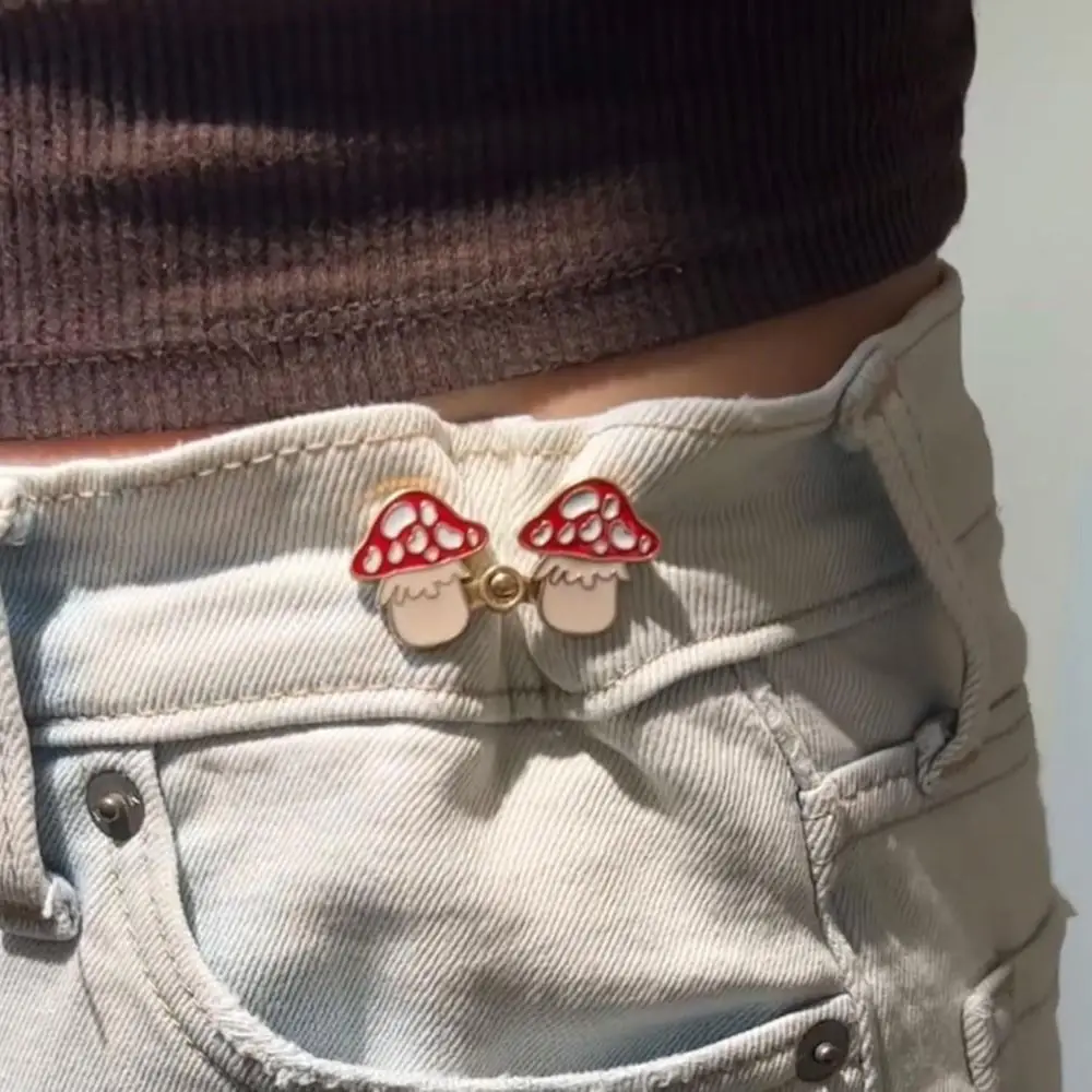 3Pairs Portable Replacement Jeans Buttons Reusable Repair Kit Waist Adjust Button Strawberry/Frog/Mushroom Pants Pins Jeans
