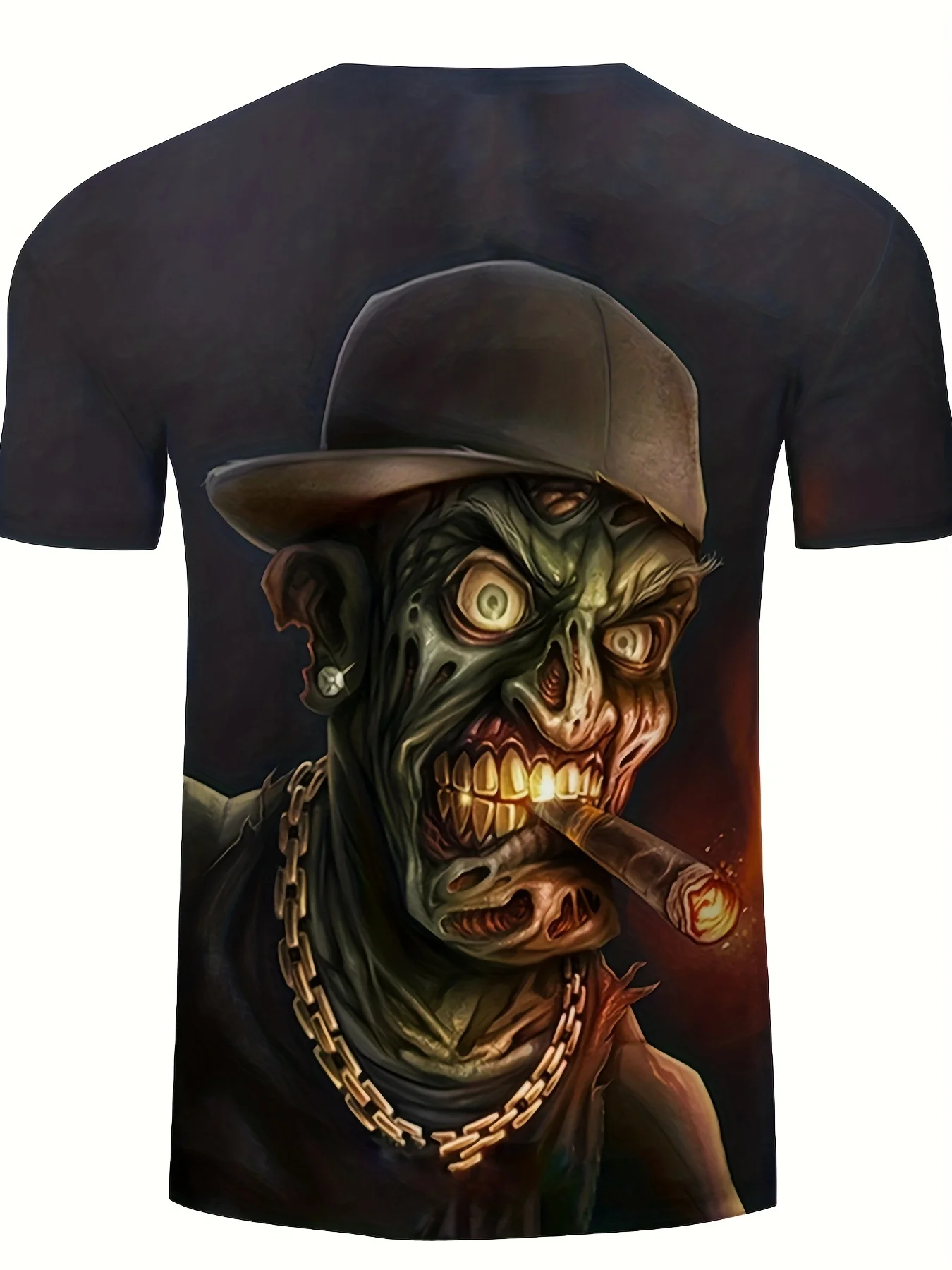 Men's T-shirt Smoking Skull 3D Printing Men's Short sleeved T-shirt Summer Fashion Outdoor Sports Plus Size Men T-shirt Clothing