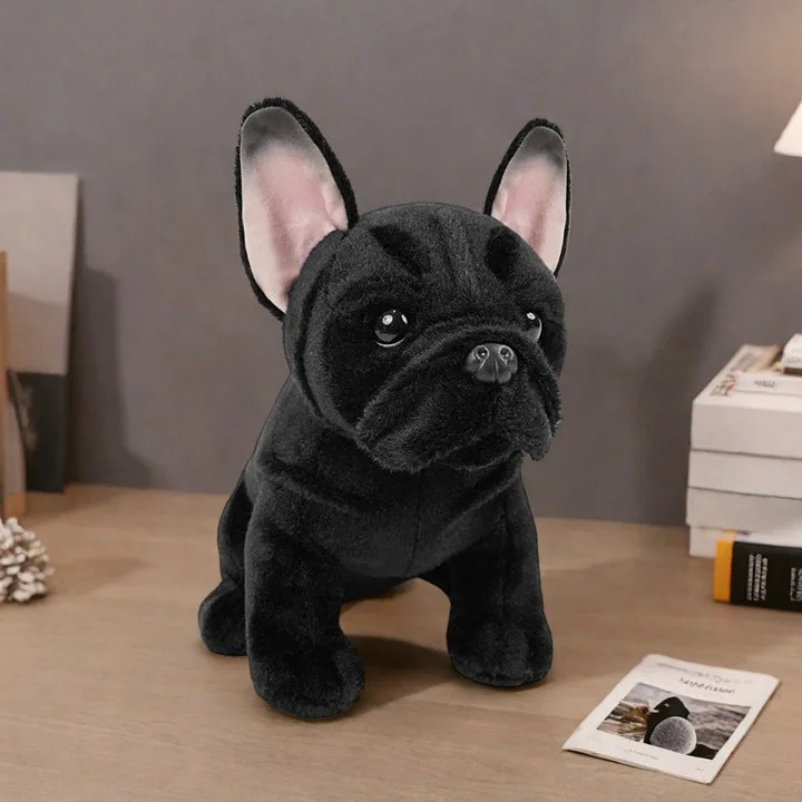 

Плюшевая игрушка Французский бульдог, реалистичная кукла-собака, детская кукла, подарок на день рождения для мальчика, мягкий коротковорсовый плюш, наполнитель из ПП хлопка