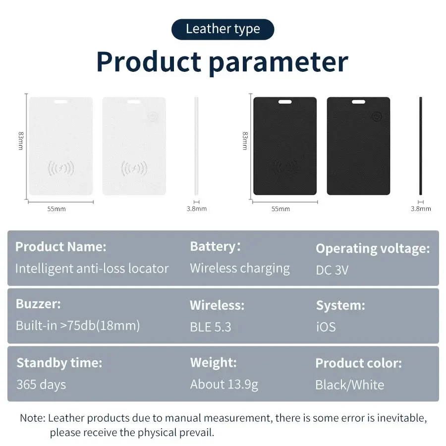 Borsa Portafoglio Bluetooth Smart GPS Tracker Card Funziona con Trova la mia app Ricarica wireless GPS sottile Ricerca oggetti Chiave per bagagli Anti-smarrimento