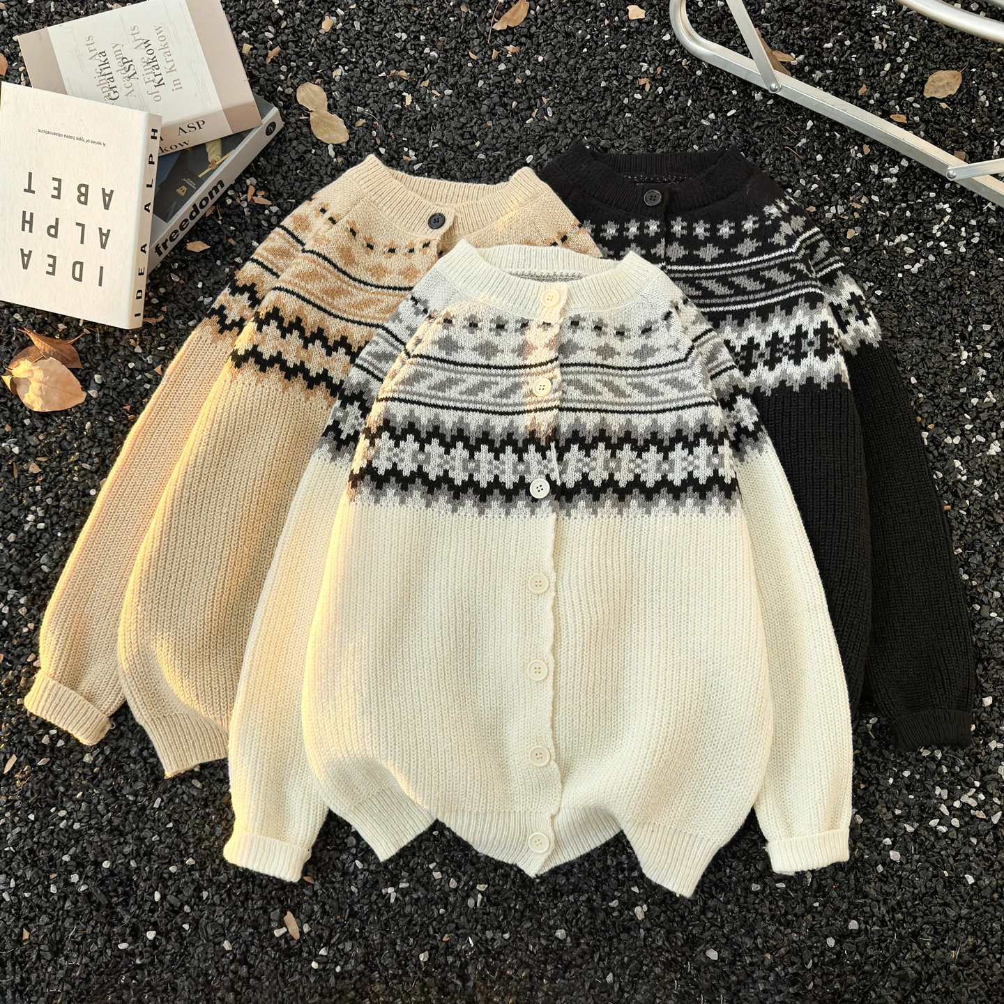 

Мужской вязаный кардиган Nordic Style с круглым вырезом, узором «Остров», в американском стиле, универсальный, ретро, этнический трикотаж, куртка