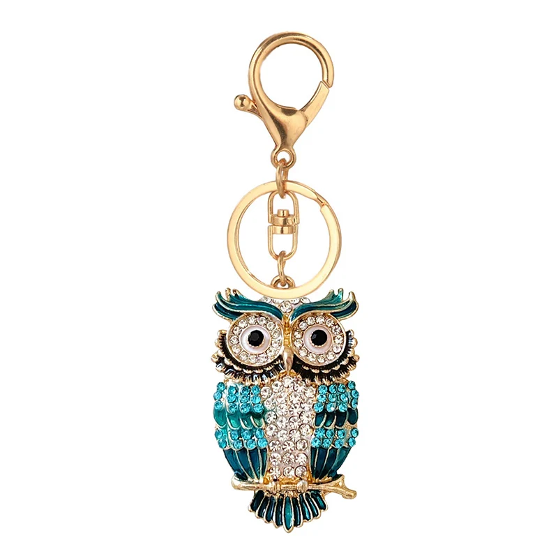 

Брелок для ключей в виде совы, украшенный стразами