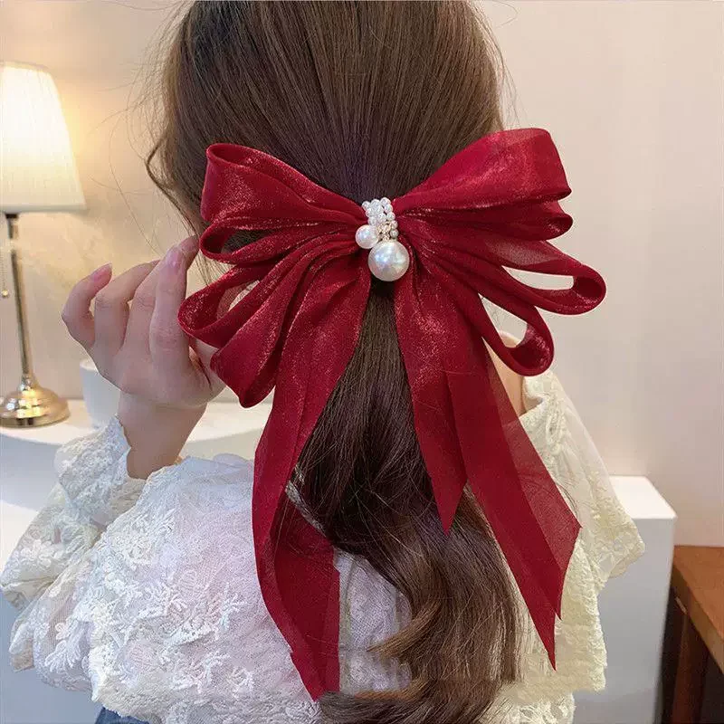 

Women Solid Horse Tail Hair Clip Female Hair Accessories New Headwear Elegant Ladies Large Bowknot Barrettes Hairpins