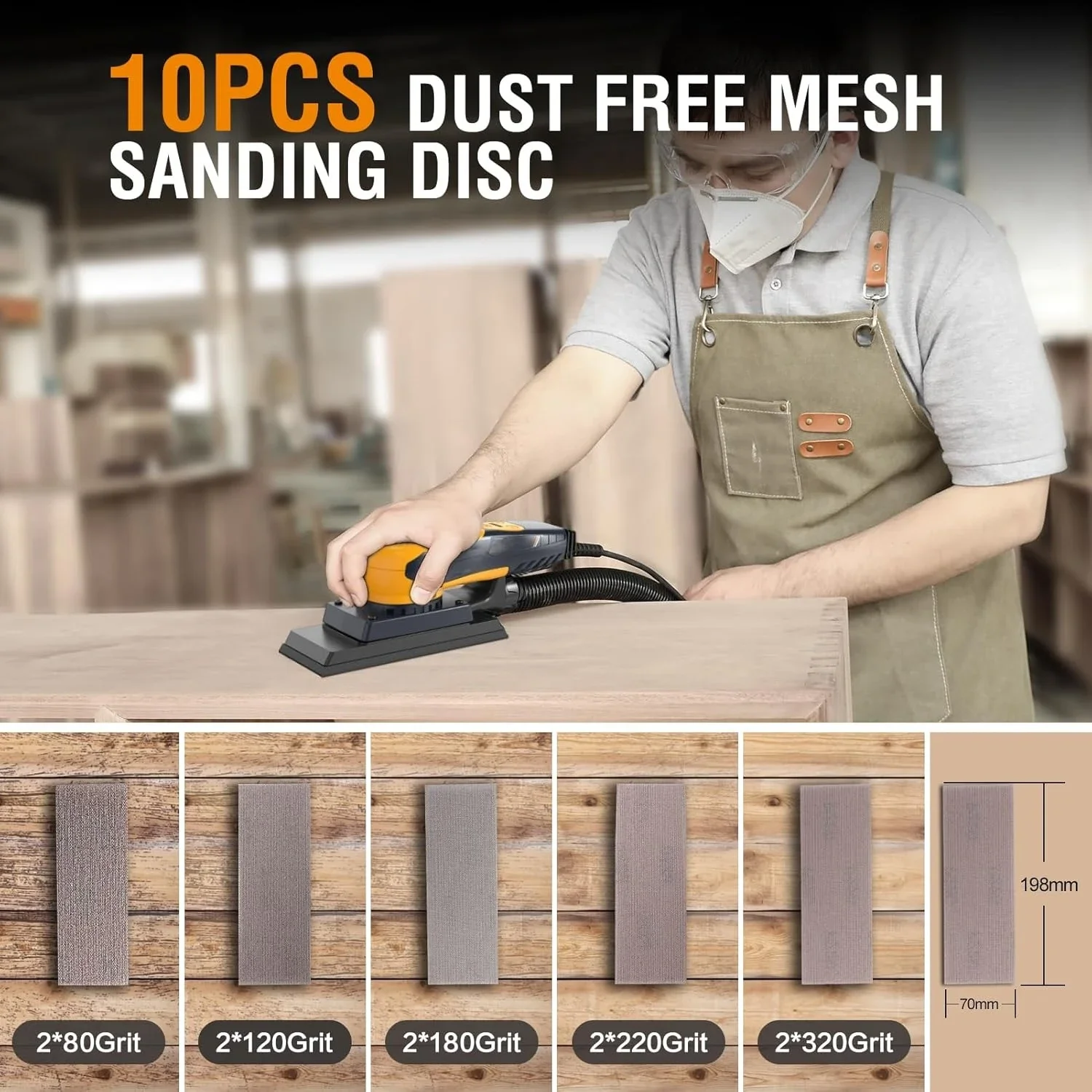 ماكينة صنفرة الصفائح ZZH، ماكينة صنفرة أوراق مدارية بدون فرش بقدرة 350 وات مع 4000-10,000 دورة في الدقيقة، ماكينة صنفرة النخيل الكهربائية منخفضة الاهتزاز لـ #6