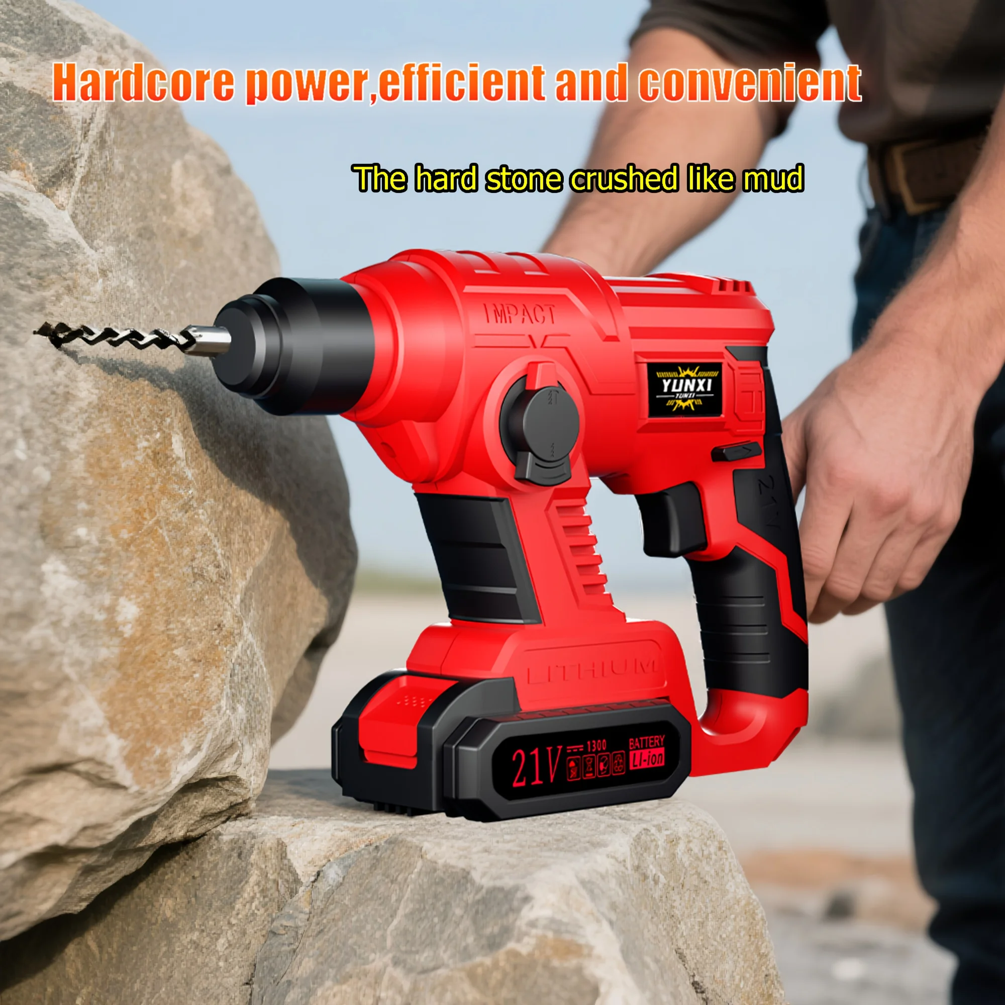 

2025 New Wireless Lithium-Ion Hammer Drill Suitable for Concrete, Stone, Timber, Brick And Other Building Materials. Compact Design Ideal for Enthusiasts. Ideal for Home Renovation, Household Maintenance And Synthetic Gemstone Processing