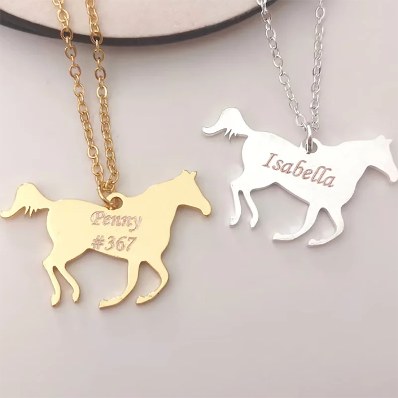 

DHQH New Wholesale Customized Name Horse Necklace Personalized Letter Horse Necklace Souvenir Gift Christmas Commemorative Gift