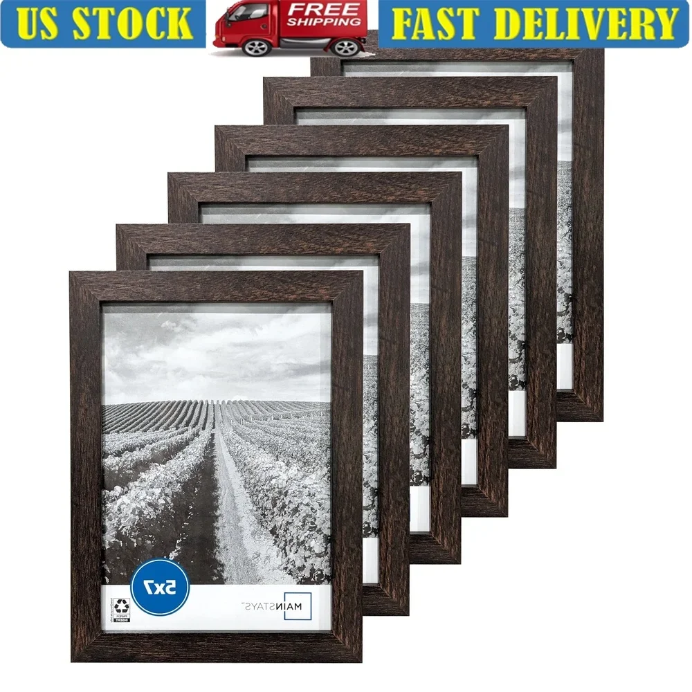 

5x7 Brown Picture Frame Set of 6 Wall Mount Tabletop Display Classic Design Home Gallery Decoration