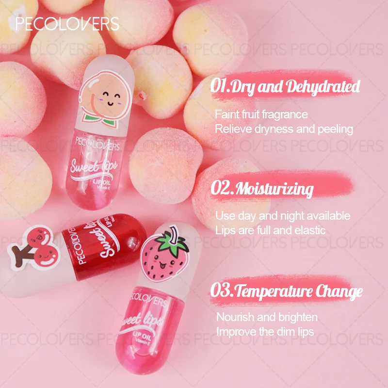 Nourishing Fruit Flavoured Lip Oil,Hydrating, For Dry Lip's, Moisturizing Lip Gloss,Water-Like Mirror Gloss