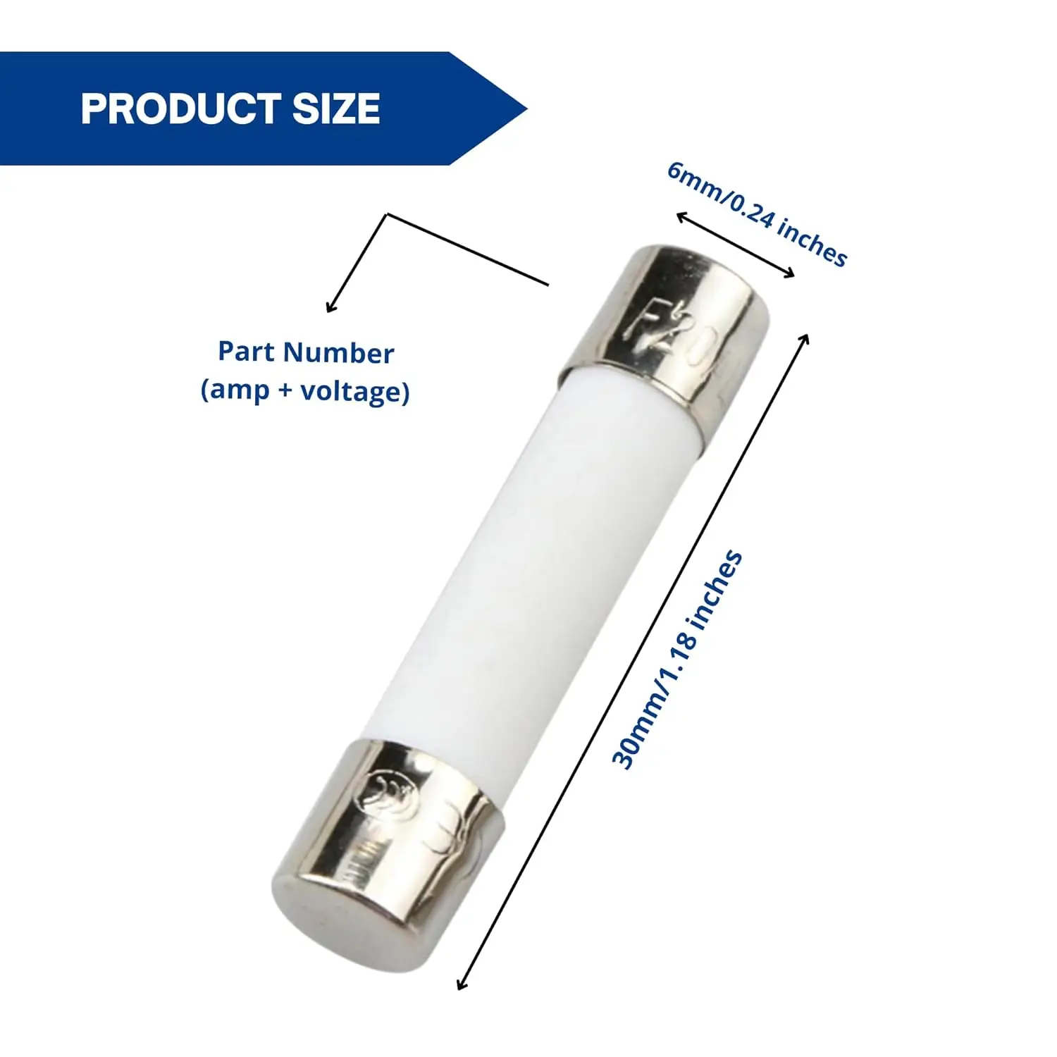 10 عبوات من صمامات الميكروويف WB27X10388 20 أمبير 250 فولت سيراميك بطيئة النفخ 6 × 30 مم بديل عالمي لـ GE وWhirlpool، Kenmore