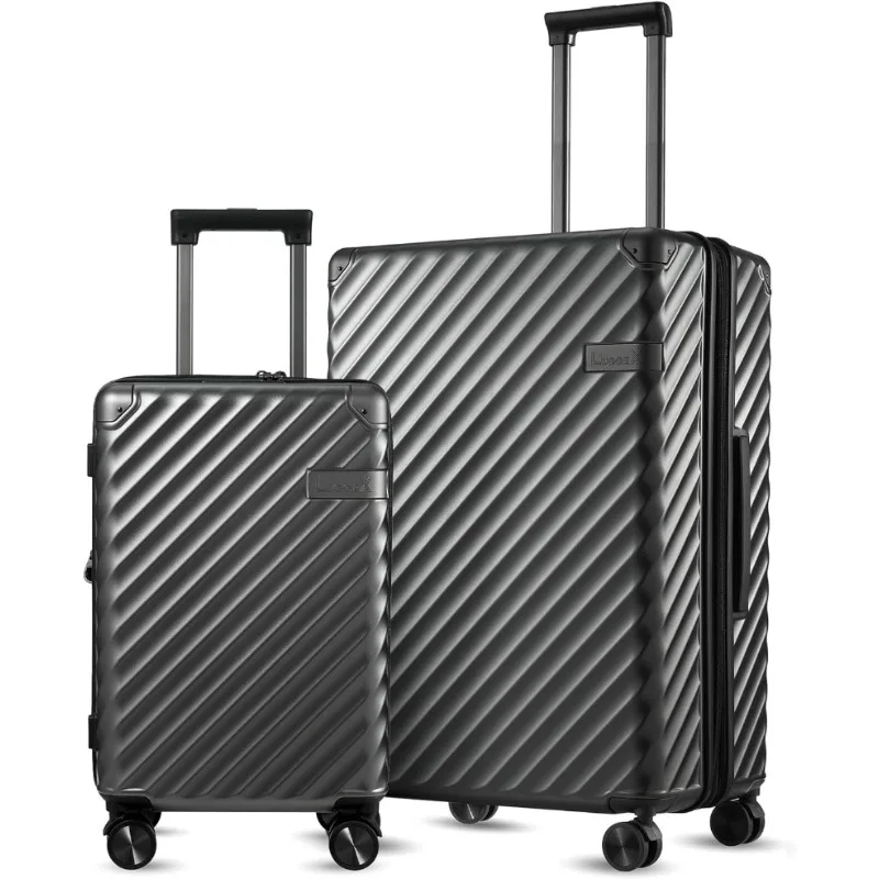 

Carry On Luggage Sets 2 Piece - 100% Polycarbonate Expandable Hard Suitcases with Wheels (Black, 20/28)