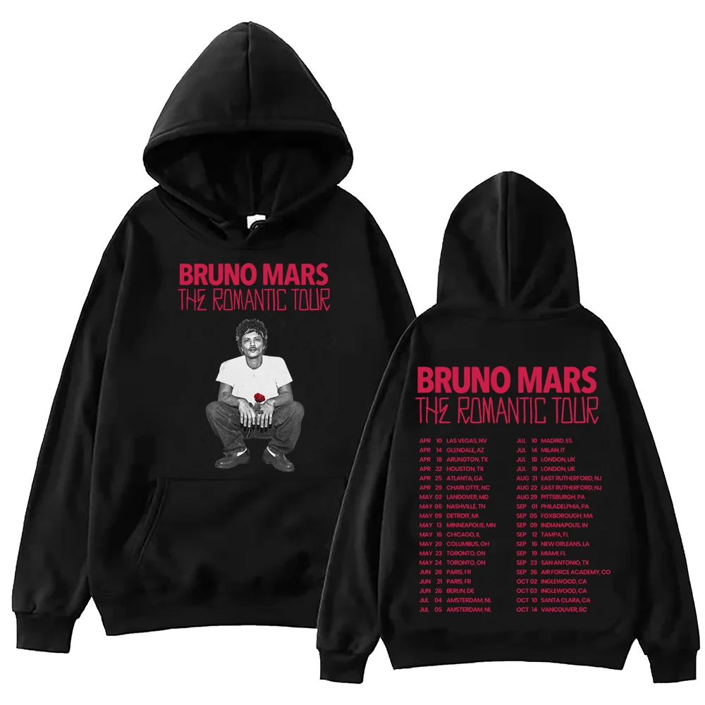 

Толстовка с капюшоном Bruno Mars The Romantic Tour 2026 для мужчин и женщин, пуловер с длинными рукавами в стиле Харадзюку, толстовка, подарок