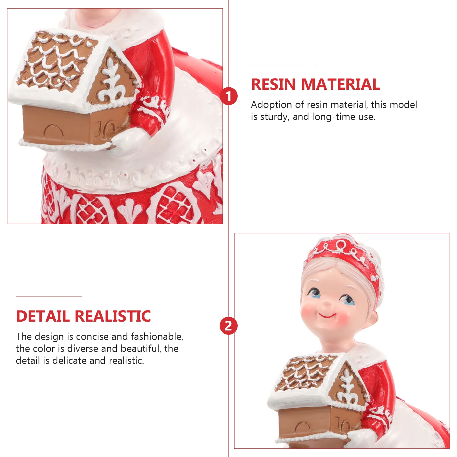 

2 Pieces Mrs Claus Christmas Statue Resin Craft Decor for Indoor Outdoor Holiday Decoration Xmas Themed Ornament