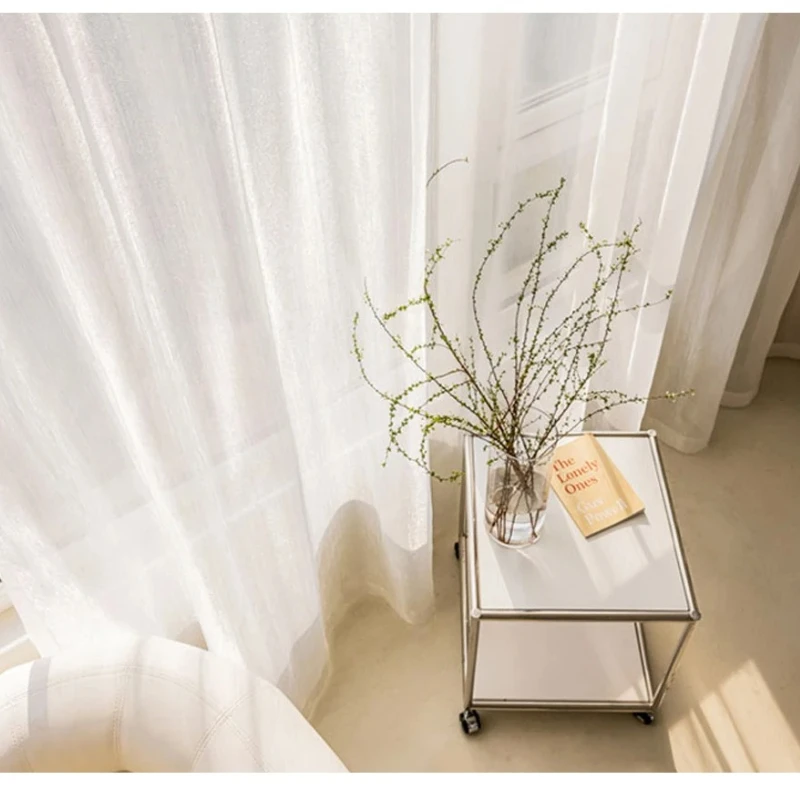 French Golden Sheer Curtains for Living Room Sparking Voile Tulle Curtain for Bedroom Window Hall Gauze Treatment Fabric Texture