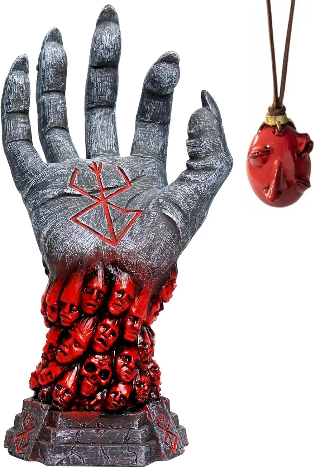 

Berserk Statue Hand of God Devil Right Hand Skull Rune Sculpture Halloween Skeleton Cosplay Anime Resin Figure Collections
